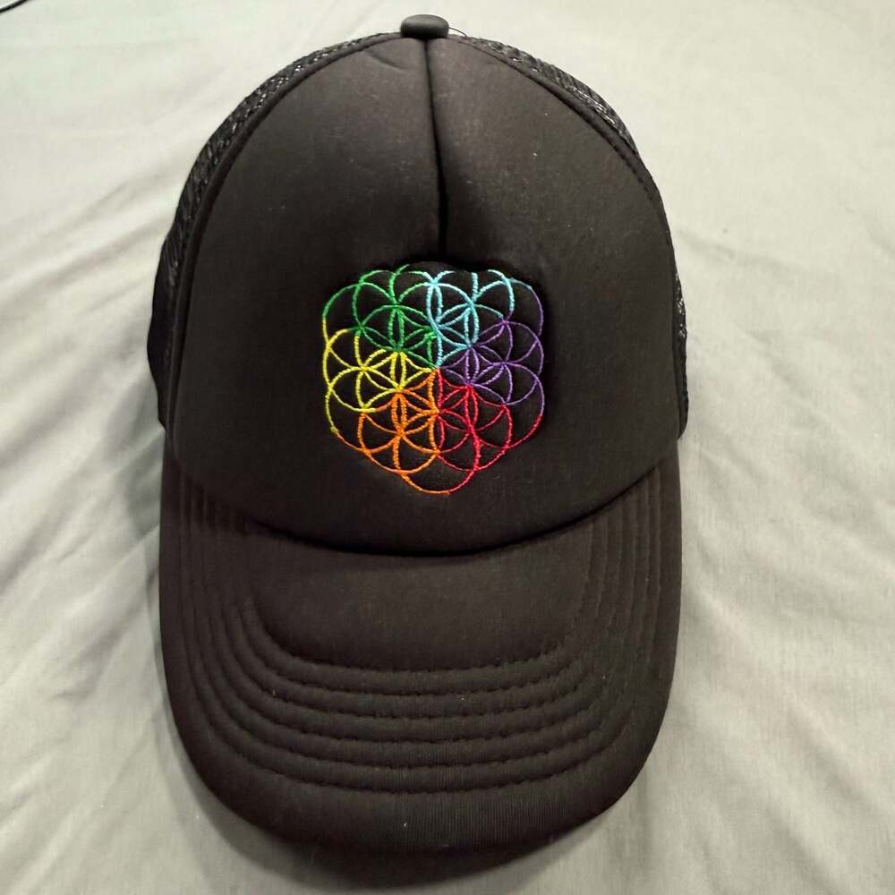 Coldplay A Head Full of Dreams Rainbow Flower of Life Trucker Hat Cap